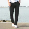 2023 Pantaloni da uomo in puro cotone e lino Autunno Nuovi pantaloni in lino tinta unita traspirante Fitness Street Suit S-3XL 240130