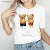 Damska koszulka Summer Women Fun Cute Girl Bear Print T-shirt damskie modne ubrania Wzór koszulki wypoczynek Women Kobiety T-S-S 240130