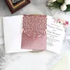 10st Glitter Paper Wedding Invitations Card Lace Diamond Custom Pocket Hälsning Birthday Mariage Favor Decoration 240118