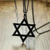 Pendentif Colliers 2021 Hommes Classic Star of David Collier en noir or argent couleur acier inoxydable Israël juif bijoux 305P