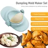 Jiaozi Küche Backwerkzeuge 7-teiliges Knödelform-Set aus Edelstahl, sicherer Empanada-Pressform-Teigschneider DIY