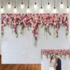 Party Decoratie Witte Bakstenen Muur Achtergrond Roze Bloemen Achtergronden Meisjes Verjaardag Wieden Bruids Douche Verjaardag Ceremonie Deco2646