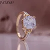 Pataya Trend Woman Gift 585 Rose Gold Color Earrings Ring Pendant Necklace Set Square White Natural Zircon Fashion Smycken 240118