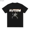 Homens camisetas Autismo Esqueleto Meme Camiseta Humor Engraçado Crânio Homens Mulheres Moda Hip Hop T-shirt Casual Algodão Manga Curta Camisetas Oversized 240130