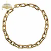 Thick Flat Rounded Rectangle Gold-color Link Chain Necklace Men Women Stainless Steel Fashion Jewelry 1 Piece 245Y