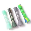 Portable Silicone Smoking Pipe Glass Bong 3.4 inches Mini Cigarette Filter Holder One Hitter Bat Trumpet Shape Nano Pyrex Glass Tobacco Hand pipes