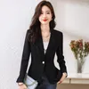 Ternos femininos das mulheres único botão blazer high end moda casual profissional fino jaqueta senhora do escritório trabalho casaco topos preto primavera 2024