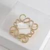 Stylish Square Beaded Brooches Pins For Lady Designer Letter Plated Pins Brooches With Gift Box