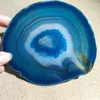 Decorative Figurines 12-20CM Bule Crystal AGATE SLAB Geode Slice Mineral Coaster Healing Reiki Decoration