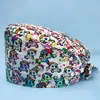 Berets Cartoon Print Nursing Scrub Mulheres Homens Algodão Tieback Cap Esteticista Chapéu de Trabalho Chef Cooking Caps