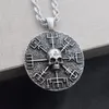 SanLan 12 Stück Norse Vikings Gear Vegvisir mit Totenkopf-Halsketten-Amulett296h