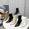 2024 Neue Schuhe 10A Luxusdesignerin Niki Liz-Knöchelstiefel speicherte Blockkegel Heel 8.5 cm Frauen Designer Leder Sohle Wildleder Kaltstiefel High Heels Größe 35-41