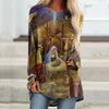 Maglietta a maniche lunghe autunno Portrai Pittura Vintage Donna T-shirt Blusas oversize Streetwear Harajuku Abbigliamento femminile 240118