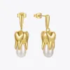 Dingle örhängen enfashion trendiga tänder pärla droppe för kvinnor guld färg öron mode smycken bröllop pendientes e211285276b