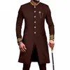 Ethnic Clothing African Suit For Men Dashiki Long Embroidery Jackets And Pants 2 Piece With Kerchief Slim Fit Formal Outfits Wedding Gown