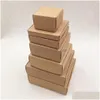 Cadeau cadeau 50pcs mti taille mignon carré kraft boîte d'emballage de mariage faveur fournitures savon à la main chocolat bonbons 230704 drop deli dhdpy