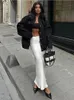Tossy blanc Satin taille haute jupe longue femme élégant mince Patchwork mode Streetwear dames solide automne décontracté Maxi 24030