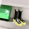 Pipe Venetas Botas Botega Mulheres Outono Designer Inverno Nova Cabeça Redonda Ondulada Fundo Grosso Bota de Fumaça Médio Chelsea Cavalaria Botteega 8LJU