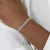 Bracelets de charme Deux tons Or Argent Couleur Zircone Cubique CZ Miami Cubain Lien Chaîne Bracelet 7MM Glacé Rock Mode Femmes Jewel332W