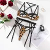 Lingerie fetish leopardata Reggiseno push up Abito sexy Donna nuda senza censura Intimo erotico delicato Set Bilizna