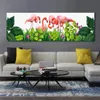Плакаты с фламинго, домашний декор, тропические растения, холст, живопись, настенные художественные картинки для гостиной, прикроватные принты с животными, Paintings329i