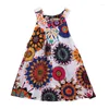 Платья для девочек Infantil для малышей, летнее богемное платье без рукавов с цветочным принтом, праздничное платье принцессы