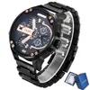 Orologi da polso Cool Black Acciaio inossidabile Orologio da uomo Moda Quarzo Orologi da uomo Relogio Cagarny Masculino Esercito Militare Maschio Cloc220e