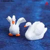 Dekorativa figurer 2st/set Swan Set Lovers Bird Animal Model Figurin Home Ornament Decor Miniature Craft Garden Fairy Decoration DIY