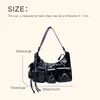 Evening Bags Moto Biker Bags For Women Luxury Designer Handbags And Purses 2024 New In PU Vintage Oil Wax Leather Multiple Pockets Shoulder