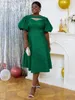 Plus Size Dresses Vintage Women A Line Crew Neck Cut Out Puff Sleeve Pleated Jacquard Classy Party Homecoming Ball Gowns