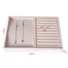 Halsband Hot Sale Beige Velvet Jewelry Tray Jewelery Organizer Storage Box Watch Holder Halsband Ringörhängen Pendant Stand Series