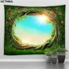 Tapestries Fairy Tale Forest Tapestry Magic Mushroom And Tree Kids Girl Bedroom Living Room Party Background Wall Hanging Hippie