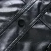 European Fashion Men's Single Button Leather Jacket, Calipe Motorcycle Leather Jacket, Loose Oversized Jacket