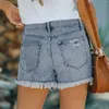 Jeans femininos nádegas rasgadas senhoras sexy shorts cintura alta calças de verão para mulheres finas magro buraco denim com bolsos ropa mujer