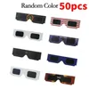 Teleskop 50pcs/lot güneş tutulması gözlükleri güvenli 3D kağıt lentes vr görüntüleme, doğrudan güneş görüntüleme için gözleri rastgele rengi korur