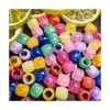 Decorative Flowers Mixed Colorful Flat Round Beads Big Hole Hair Acrylic Loose For Jewelry Making Bracelet Necklace Diy Supplies