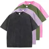 Vintage-Herren-T-Shirt mit Schneeflocken-Punkten, einfarbig, Baumwolle, kurzärmelig, Waschung mit altem Wasser, Street-Hip-Hop-T-Shirt 240130