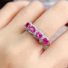 Кольца кластера, обручальное кольцо для женщин, стерлинговое серебро 925 пробы, натуральный розовый синий драгоценный камень, оригинальный драгоценный камень