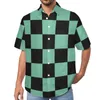 Koszulki męskie Tanjiro Wzorka plażowa koszulka na Hawajskie Męskie Bluzki Vintage Bluzki Krótkoczerwiecze odzieży graficzne 3xl 4xl