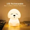 Night Lights Cute Light For Kids Room Cartoon Silicone Led Dog Cat Deer Bear Duck Rechargeable USB Lamp Children Gift