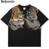 Men's T-Shirts Japanese Style Tiger Dragon Print T Shirt Fashion Vintage Streetwear Hipster Tshirt Men Casual Short Sleeve T-Shirt Clothing Q240130