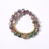 Strand oaiite 8mm Natural Frosted Aamethyst African Turquoise Armband Reiki Energy Stone Retro smycken för män och kvinnor