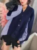 Sweat à capuche pour femme - Pull décontracté - Mode coréenne - Manches longues - Rayé cousu - Col en V - Tee-shirt Y2k