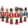 2021 Wood Ornaments Christmas 6pcs Nutcracker Wood Christmas Figures 12cm Walnuts Soldiers Dolls Desktop Decor Christmas Gift 2011331F