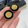 Dangle Earrings Vintage Round Classic Geometric Knit Button Stud 18K Gold Plated Light Luxury Style Metal Cutout Jewelry For Women
