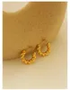 Stud Earrings 1pair Anti Allergy Stainless Steel 18K Gold Color Ear Circle Round C Shape Hoop Twist Rope Earring Wholesale