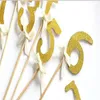 Cake Toppers Paper Banner Glitter nummer 0 1 2 3 4 5 6 7 8 9 Numhbers för muffins omslagsbakning Cup Birthday Tea Party Decoration189o