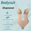 Bodysuit Shapewear Deep V-decke Body Shaper Backless U Plunge Thong Shapers Trainer Trains Woman Pasek Wyściełany Push Up Corset 240124