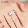 Anéis Mulheres anel conjunto puro 100% esterlina sier zircon shinestone glitter anéis de casamento acessórios de jóias presentes para amante