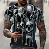 T-shirt da uomo estive Nuove magliette da uomo girocollo T-shirt 3d teschio con stampa grafica T-shirt manica corta moda casual sciolto Abbigliamento uomo Q240130